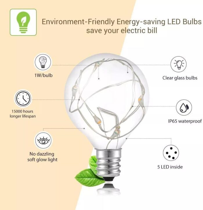 Outdoor G40 String Lights LED Dimmable Globe Patio Lights Outdoor - Image 3