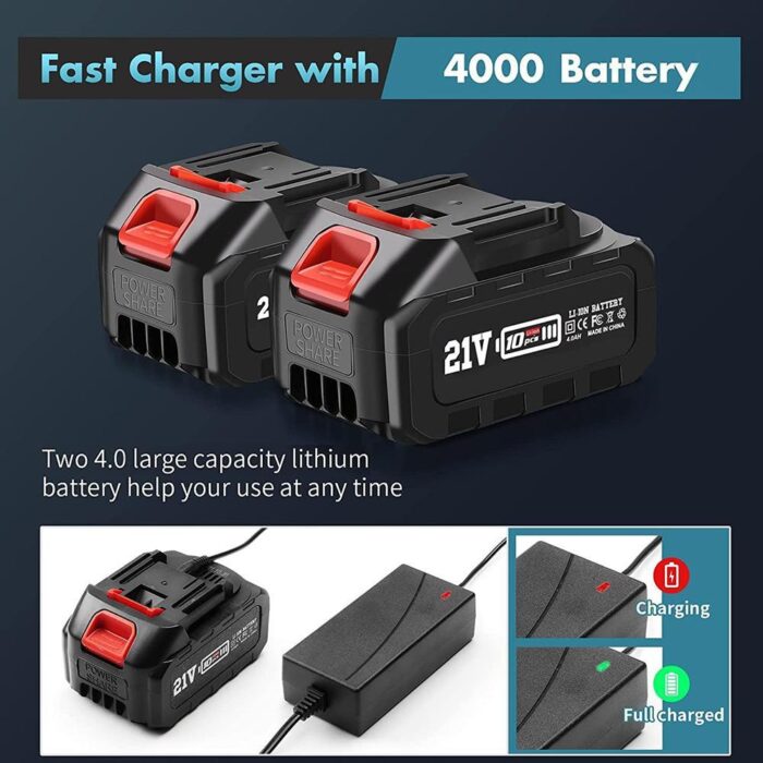 SEESII 21V MAX Cordless Brushless Wrench 650N.m High Torque Electric Impact Wrench with 2 pcs 4.0AH Battery Pack - Image 4