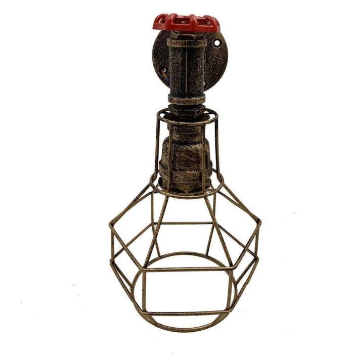 Brushed Copper Modern Industrial Retro Vintage Style Pipe Cage Wall Light