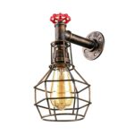 Brushed Copper Modern Industrial Retro Vintage Style Pipe Cage Wall Light