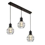 3-Lights Cage Pendant Lamp Hanging Light Fixture Black Chandelier~1170