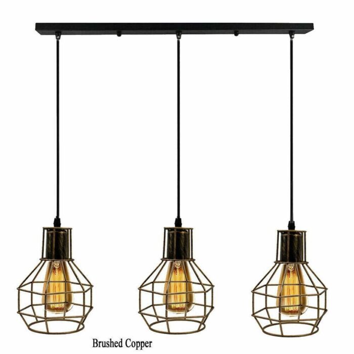 3-Lights Cage Pendant Lamp Hanging Light Fixture Black Chandelier~1170 - Image 2