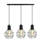 3-Lights Cage Pendant Lamp Hanging Light Fixture Black Chandelier~1170 - Image 3