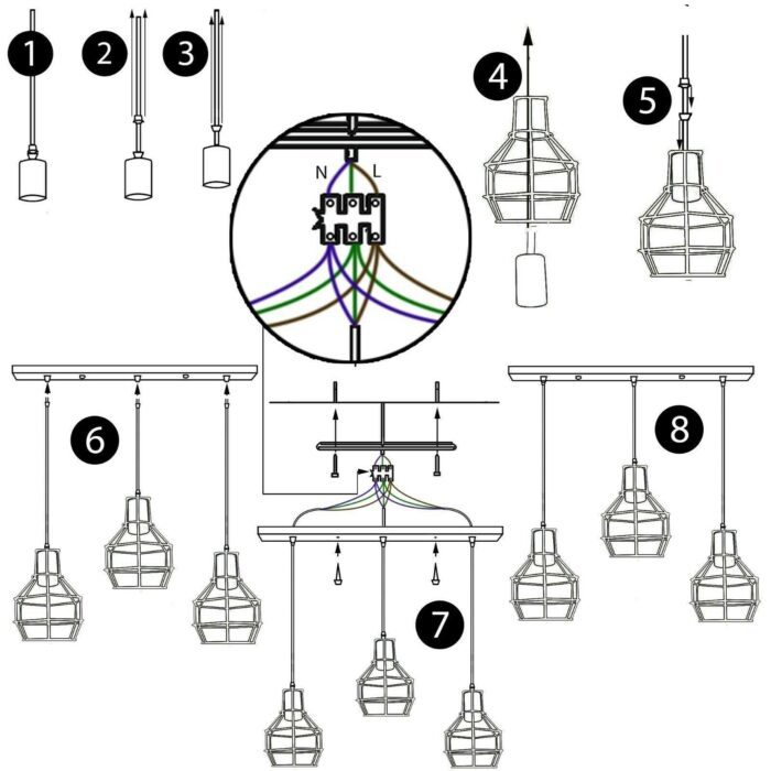 3-Lights Cage Pendant Lamp Hanging Light Fixture Black Chandelier~1170 - Image 5