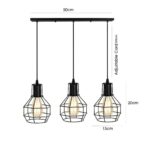 3-Lights Cage Pendant Lamp Hanging Light Fixture Black Chandelier~1170 - Image 7
