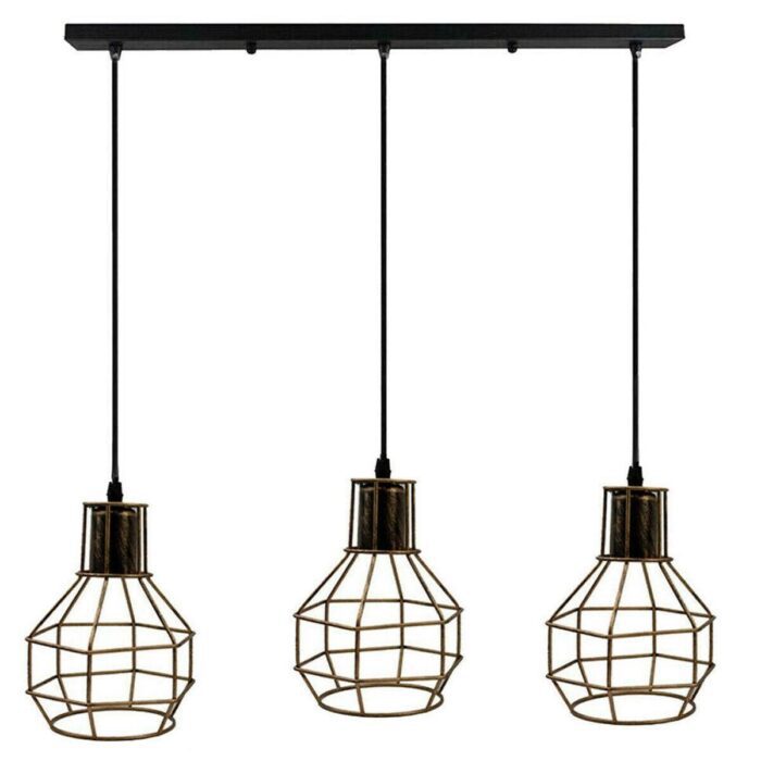 3-Lights Cage Pendant Lamp Hanging Light Fixture Black Chandelier~1170 - Image 11