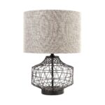 Gray Metal Basket Design Table or Desk Lamp