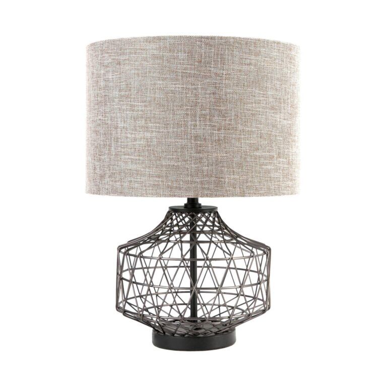 Gray Metal Basket Design Table or Desk Lamp