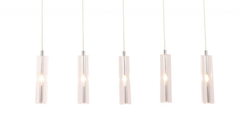Modern Clear Glass Ceiling Light – 5 Bulb Stark Fixture