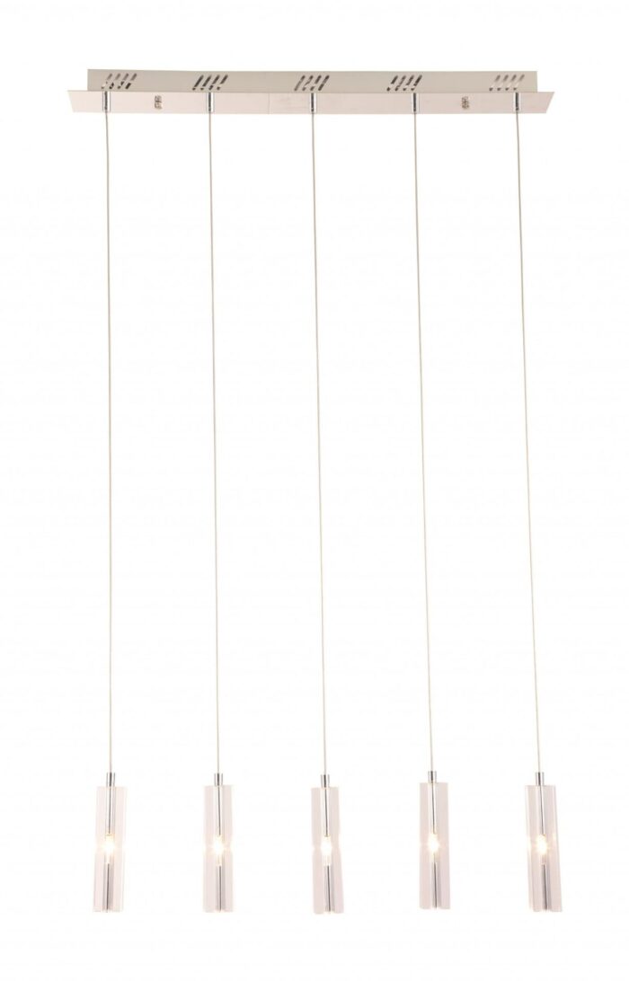 Modern Clear Glass Ceiling Light – 5 Bulb Stark Fixture