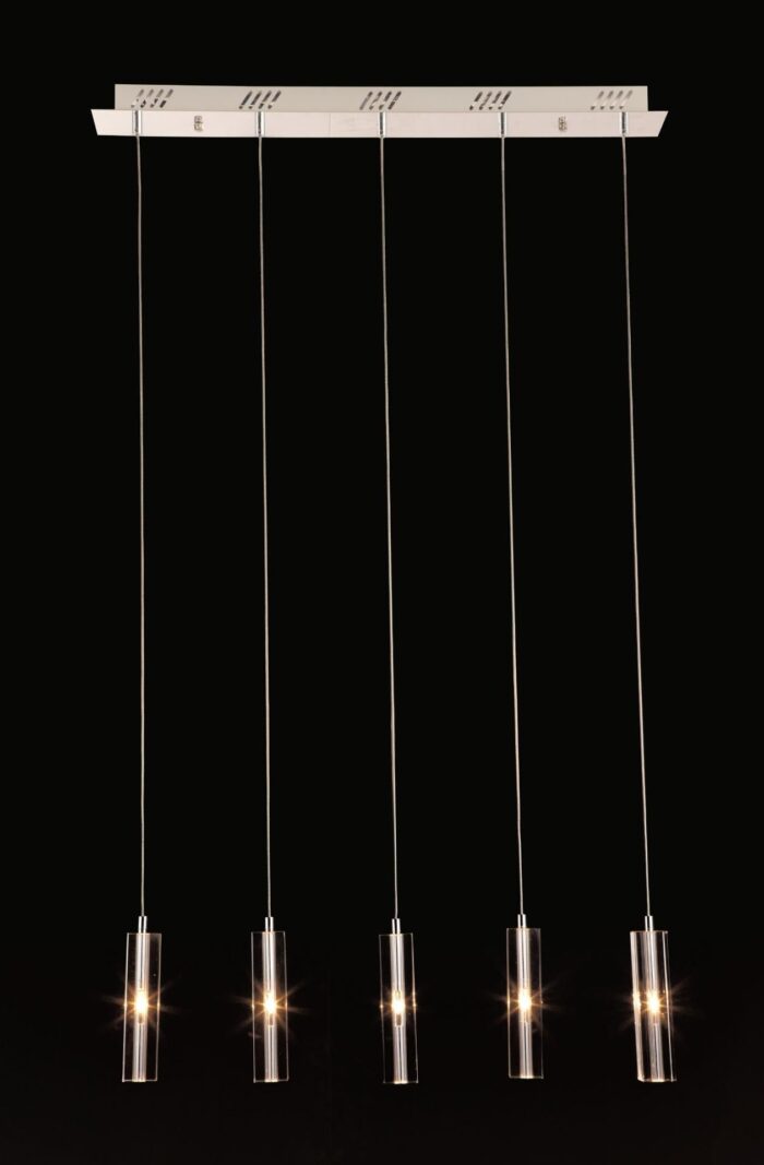 Modern Clear Glass Ceiling Light – 5 Bulb Stark Fixture