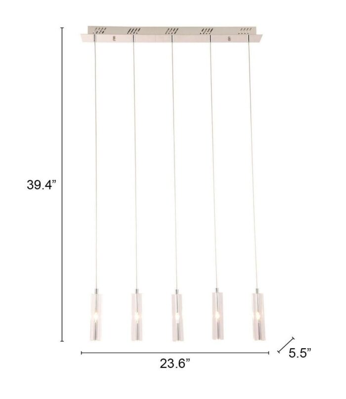 Modern Clear Glass Ceiling Light – 5 Bulb Stark Fixture - Image 5
