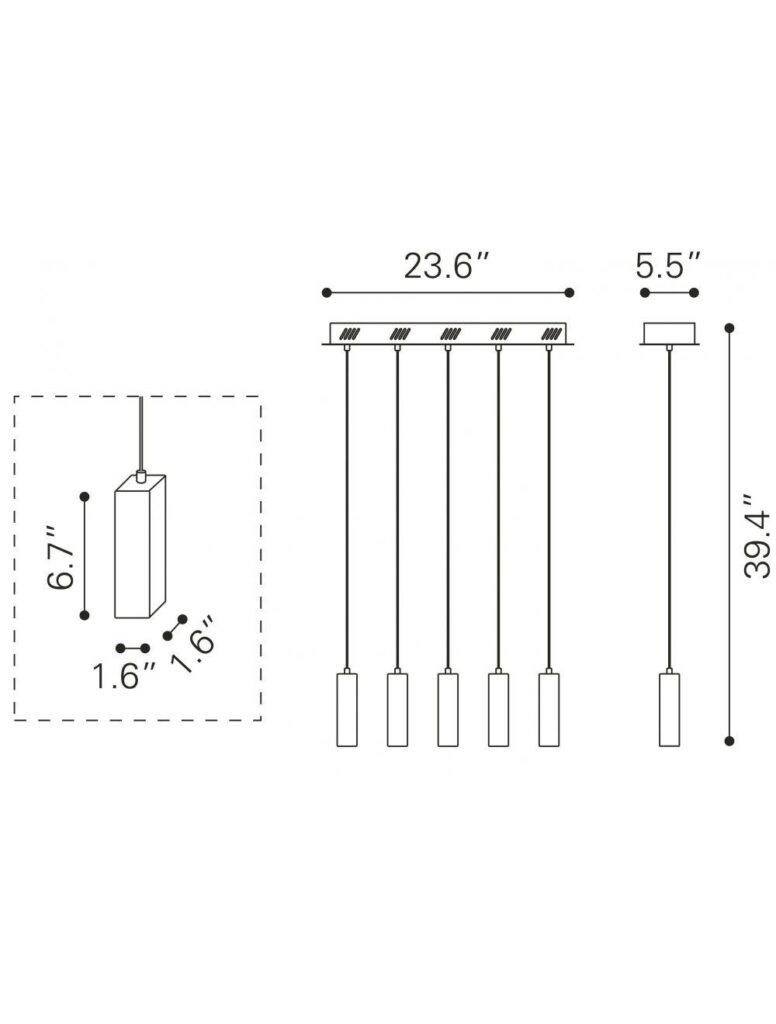Modern Clear Glass Ceiling Light – 5 Bulb Stark Fixture