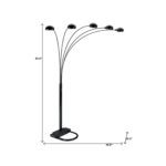 84" Black Five Light Arc Floor Lamp With Black Dome Shade - Image 2