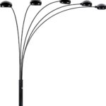 84" Black Five Light Arc Floor Lamp With Black Dome Shade - Image 4
