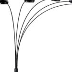 84" Black Five Light Arc Floor Lamp With Black Dome Shade - Image 5