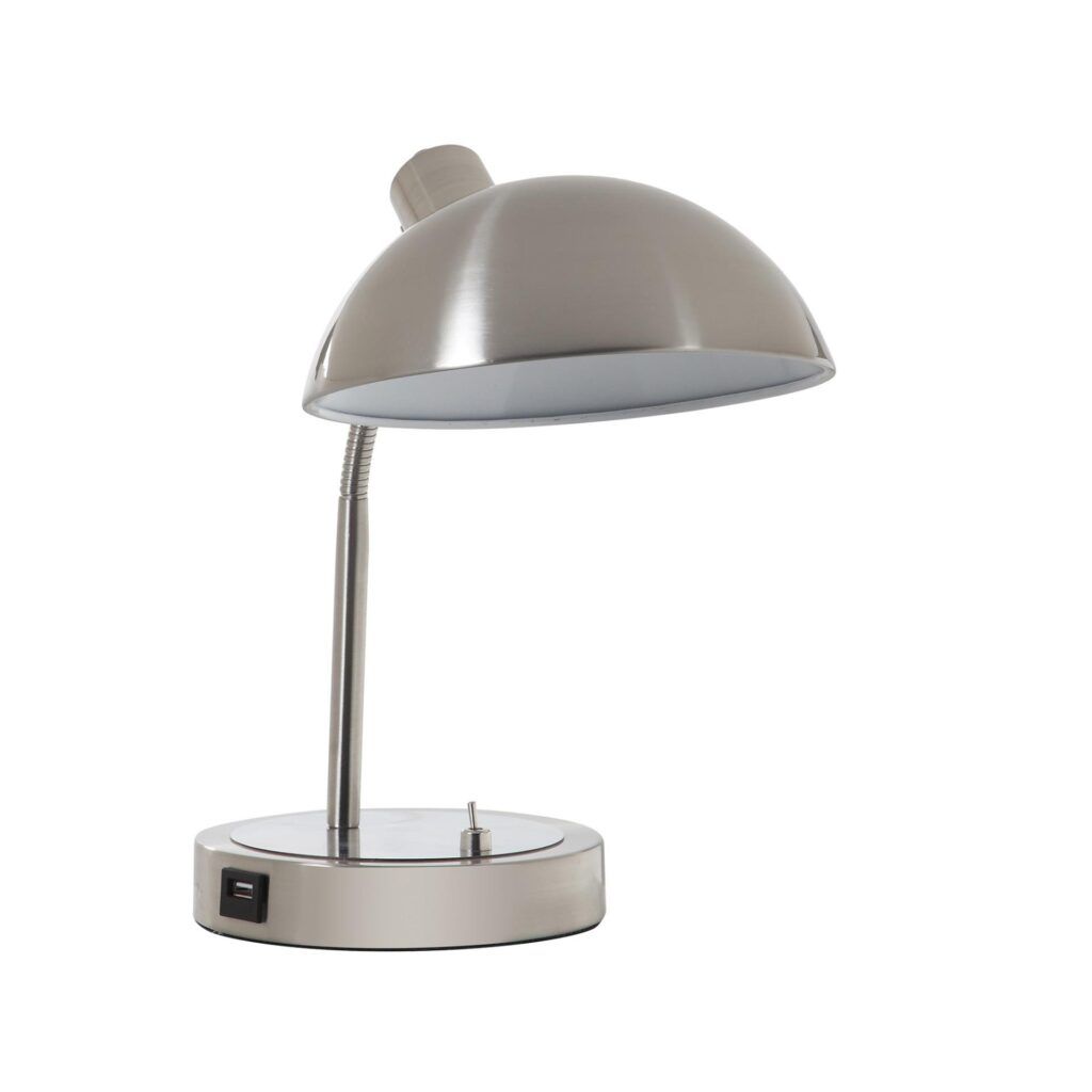 Adjustable Silver Metal Desk Lamp with USB