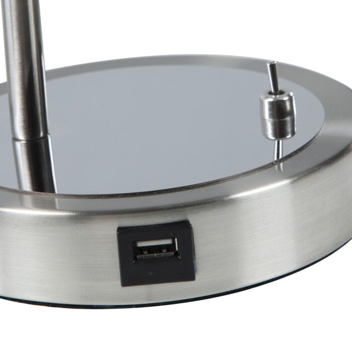 Adjustable Silver Metal Desk Lamp with USB