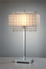 28" Silver Table Lamp with Faux Crystals and White Rectangle Shade - Image 2