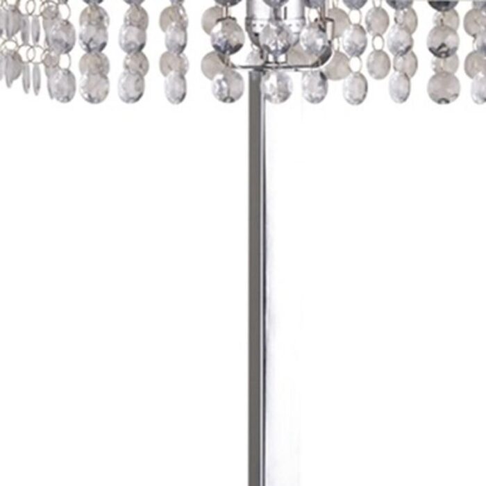 28" Silver Table Lamp with Faux Crystals and White Rectangle Shade - Image 4