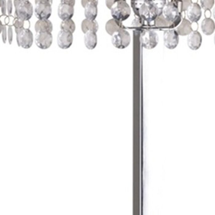 28" Silver Table Lamp with Faux Crystals and White Rectangle Shade - Image 5