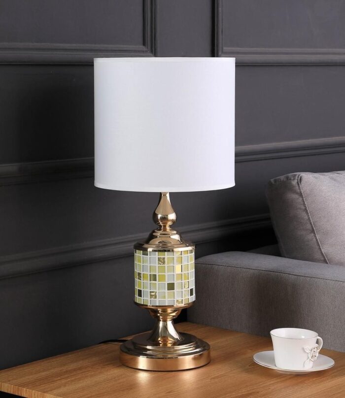 23 Golden Tones Metal and Glass Mosaic Table Lamp