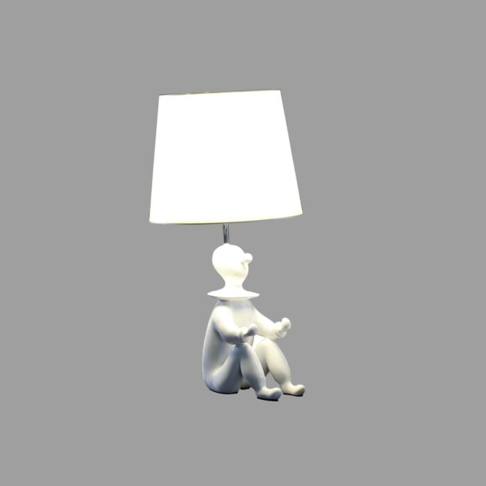 21" White Sculptural Clown Desk Lamp