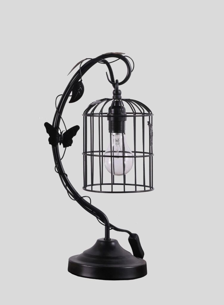 Black Butterfly Cage Table Lamp