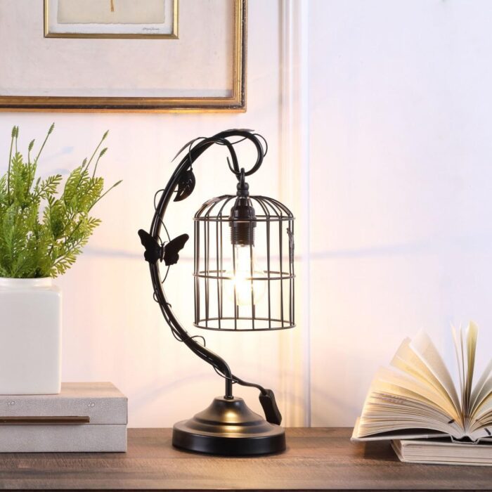 Black Butterfly Cage Table Lamp