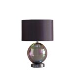 19" Iridescent Glass Globe Table Lamp with Gray Classic Drum Shade