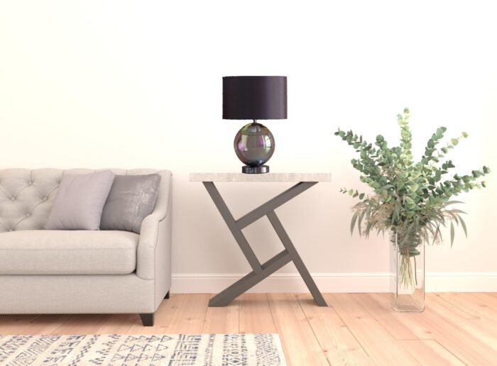 19" Iridescent Glass Globe Table Lamp with Gray Classic Drum Shade