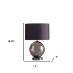 19" Iridescent Glass Globe Table Lamp with Gray Classic Drum Shade
