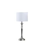 23" Black Chrome and Crystal Table Lamp with White Drum Shade