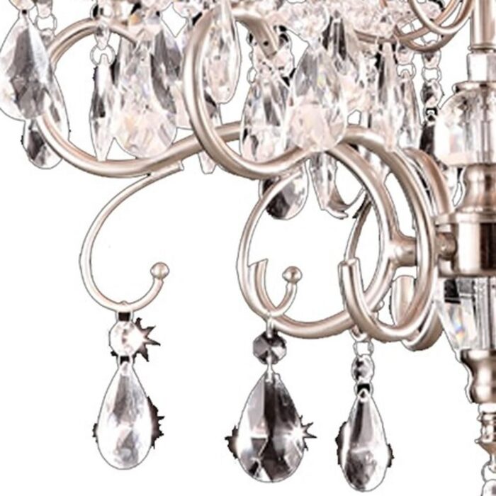 Glam Silver Crystals and White Shade Chandelier - Image 3