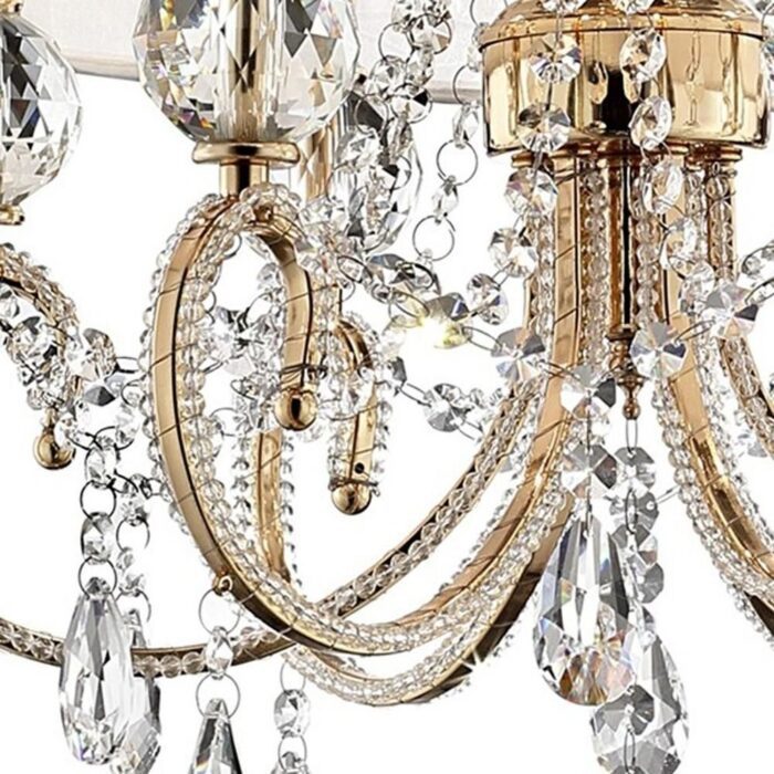 Stunning Brass Gold Finish Ceiling Lamp with Crystal Accents - Image 6