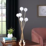 28" Yellow Gold Six Light Globe Table Lamp