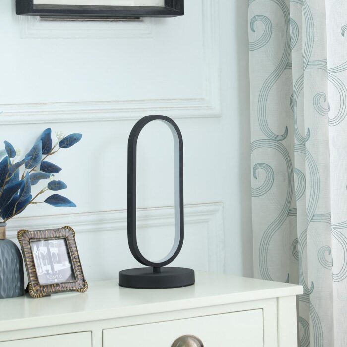 14 Contemporary Black Open Oval Metal Table Lamp - Image 4