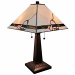 23" White Stained Glass Floral Two Light Mission Style Table Lamp - Image 7