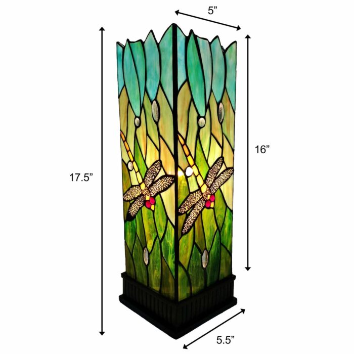 18" Tiffany Style Dragonfly Dark Brown Base Table Lamp - Image 3