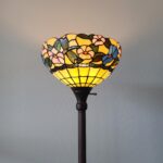 70" Brown Traditional Shaped Floor Lamp With Green And Brown Tiffany Glass Bowl Shade - Image 6