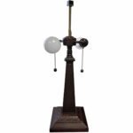 23" White and Aqua Stained Glass Two Light Mission Style Table Lamp - Image 7