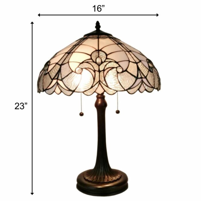 23" Stained Glass Two Light Vintage Antique Accent Table Lamp - Image 4
