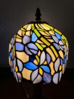 15" Tiffany Style Blue Floral Table Lamp - Image 2
