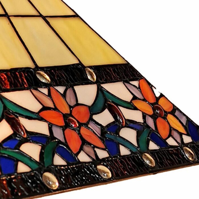 23" Stained Glass Two Light Mission Style Table Lamp with Floral Glass Shade - Image 4