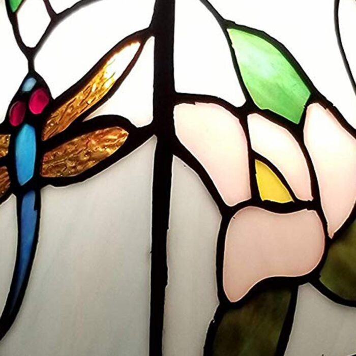 15" Tiffany Style Floral Dragonflies Table Lamp - Image 3