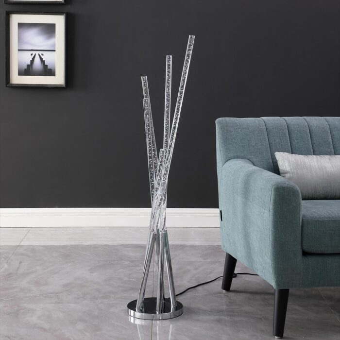 49" Chrome Five Light LED Tubular Contemporary Floor Lamp - Image 5