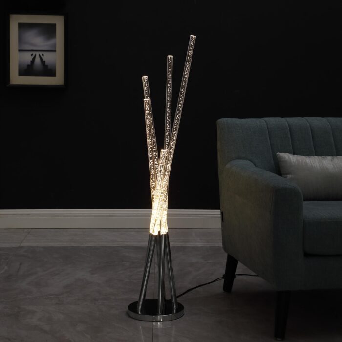 49" Chrome Five Light LED Tubular Contemporary Floor Lamp - Image 6