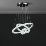 17" Silver Chrome Geometric Asymmetrical Stacking Rings LED Chandelier - Image 5