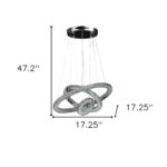 17" Silver Chrome Geometric Asymmetrical Stacking Rings LED Chandelier - Image 6