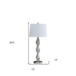 30" Brushed Silver Geo Glass Table Lamp With White Shade - Image 5